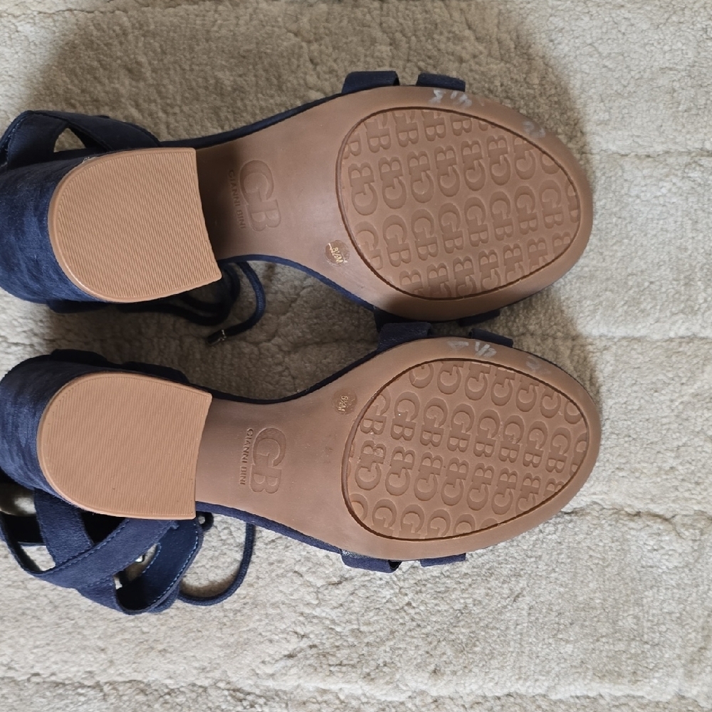 Gianni Bini Navy Blue Suede Heeled Sandals Size 8.5 - Picture 5 of 5